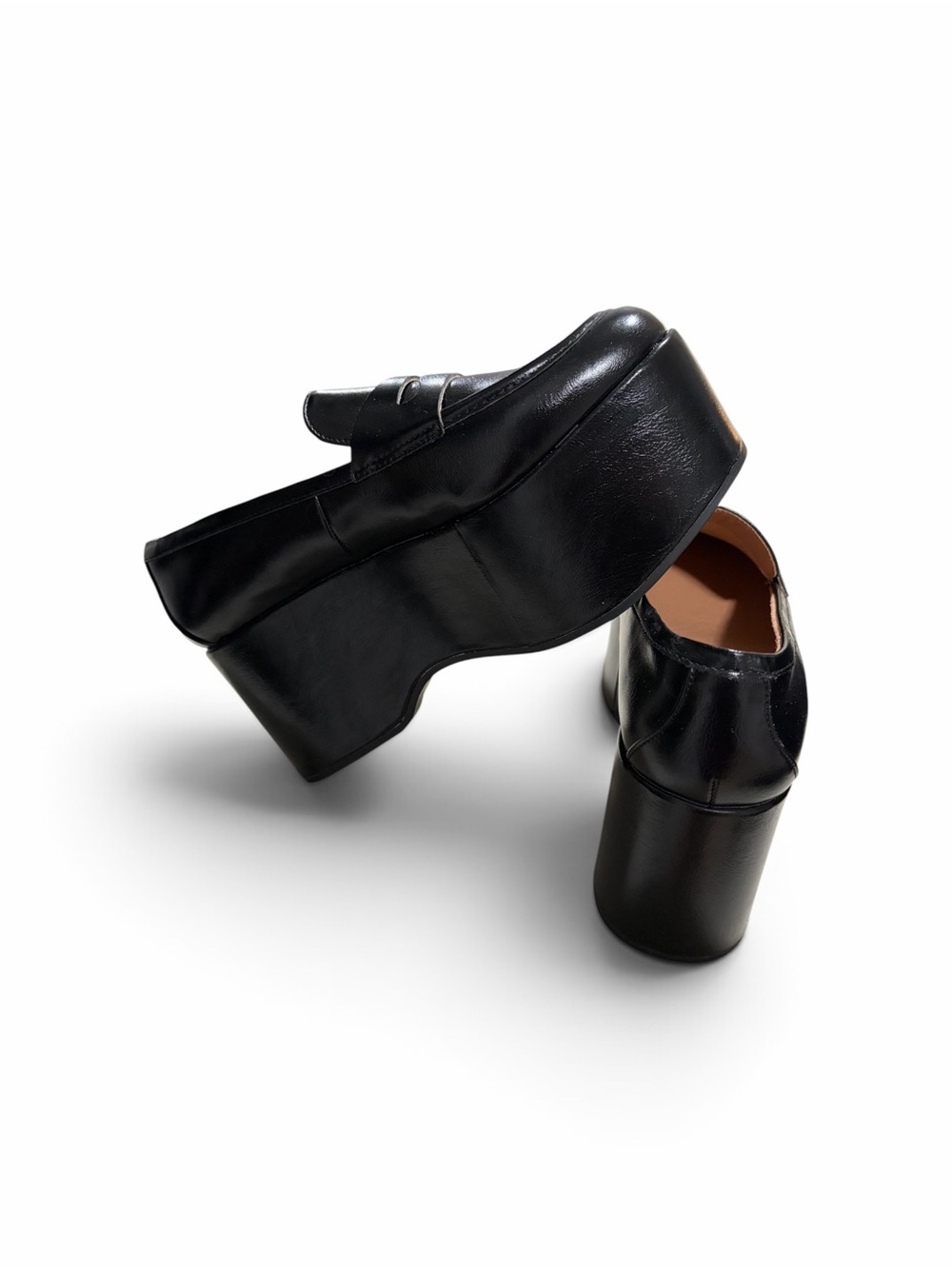 Scoop Black Platform Penny Loafers Chunky Heel 6.5